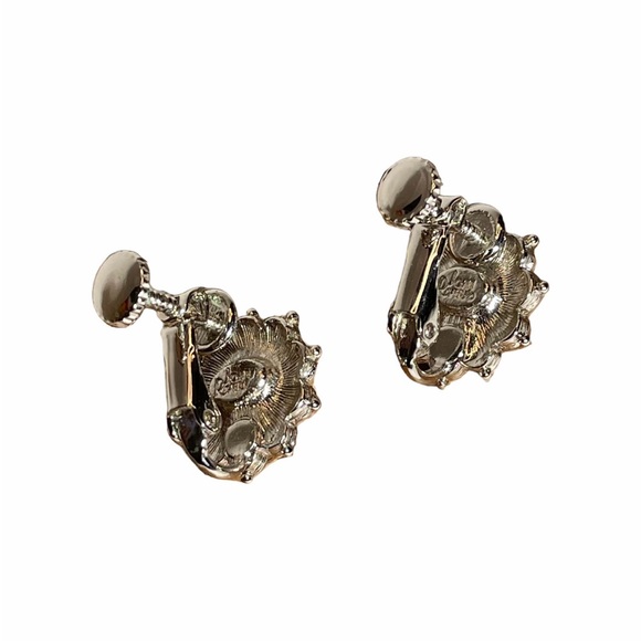 Joan Rivers Vntg Starburst Blue/Purple Silver Tone Screw Back Clip On Earrings - Picture 2 of 2